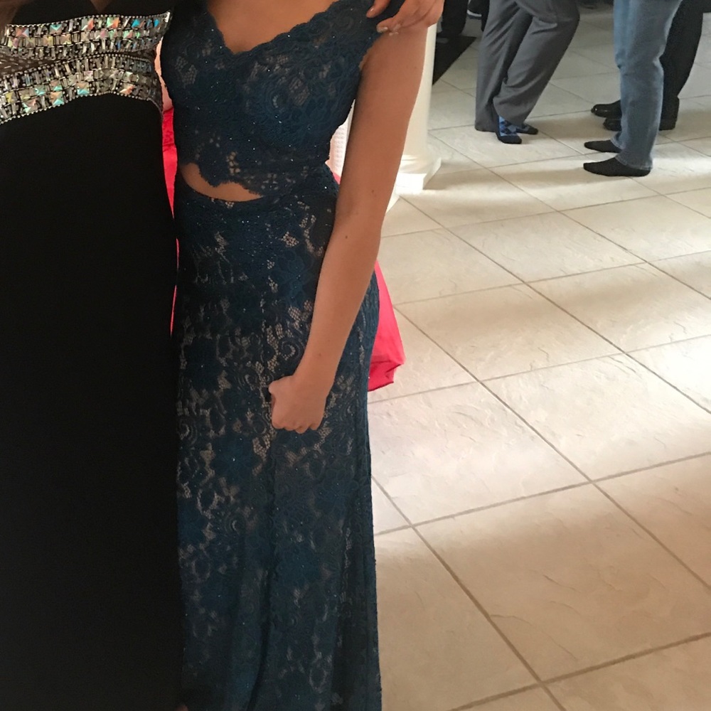 Blue Lace Prom Dress 00-2